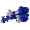 Blockkreiselpumpen in industrieller Ausführung mit blauem Gehäuse und Flanschanschlüssen
